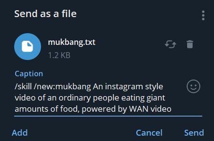 Uploading a skill file in Telegram